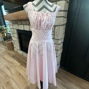🆕NWT Magnolia Place Women's Pink and White Scooped Neckline Gingham Dress S: XL